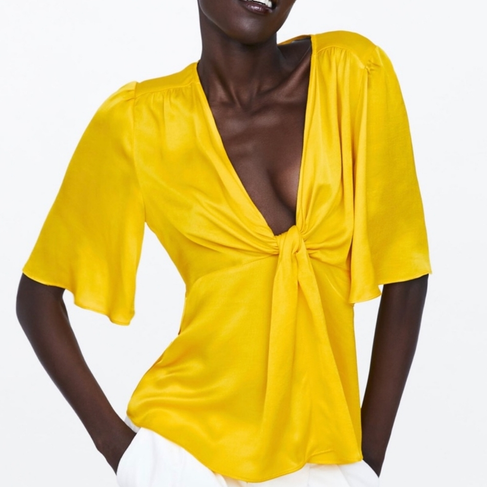 Zara Knotted Satin Blouse